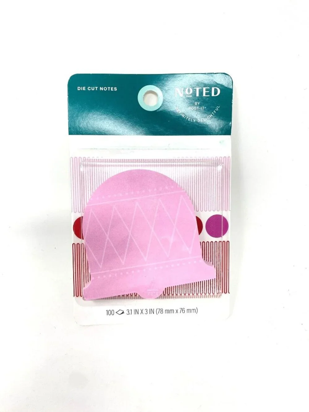 Noted by Post-it Holiday Bell Shaped Ornament Die-Cut Notes Pink Gifting
